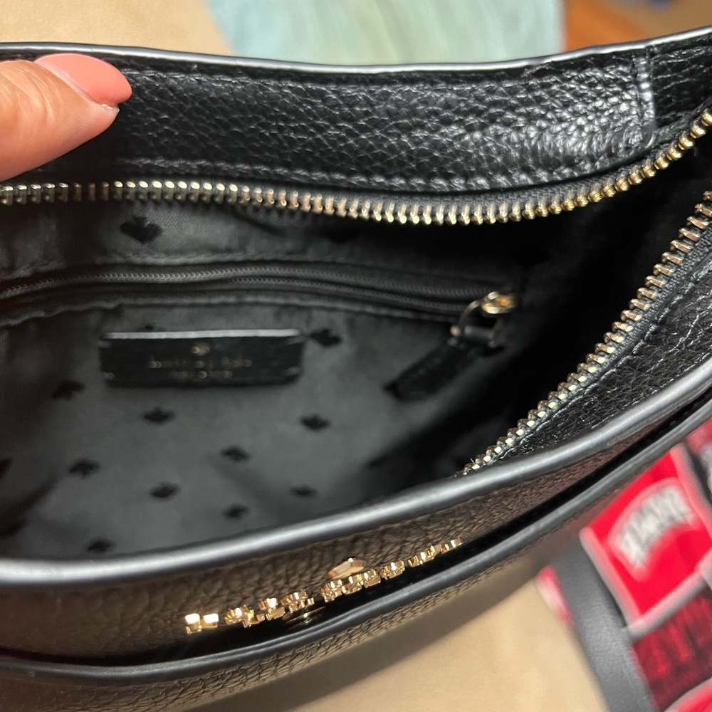 Kate Spade Leila North South Top Zip Crossbody Black Leather - Picture 7 of 8